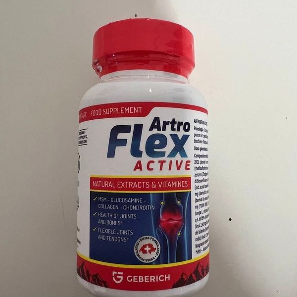 Bote de ArtroFlex Active de tapa roja visto de cerca