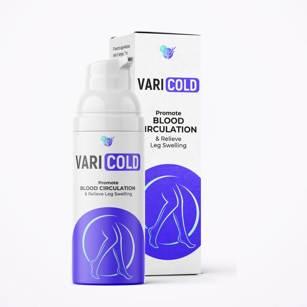 Frasco con dosificador y caja de VariCold, en blanco y violeta